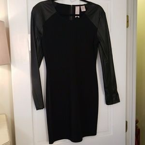 Faux leather combo dress